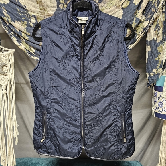 3/$25  Tweeds Navy Full Zip Vest with Leather Trim size Medium - Picture 2 of 12